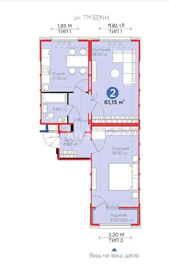 Продажа 2-комнатной квартиры, 61 м², ул. Е-915, дом  21 - Продажа  двухкомнатных квартир в новостройках Астаны без посредников с фото фото 1 из 1