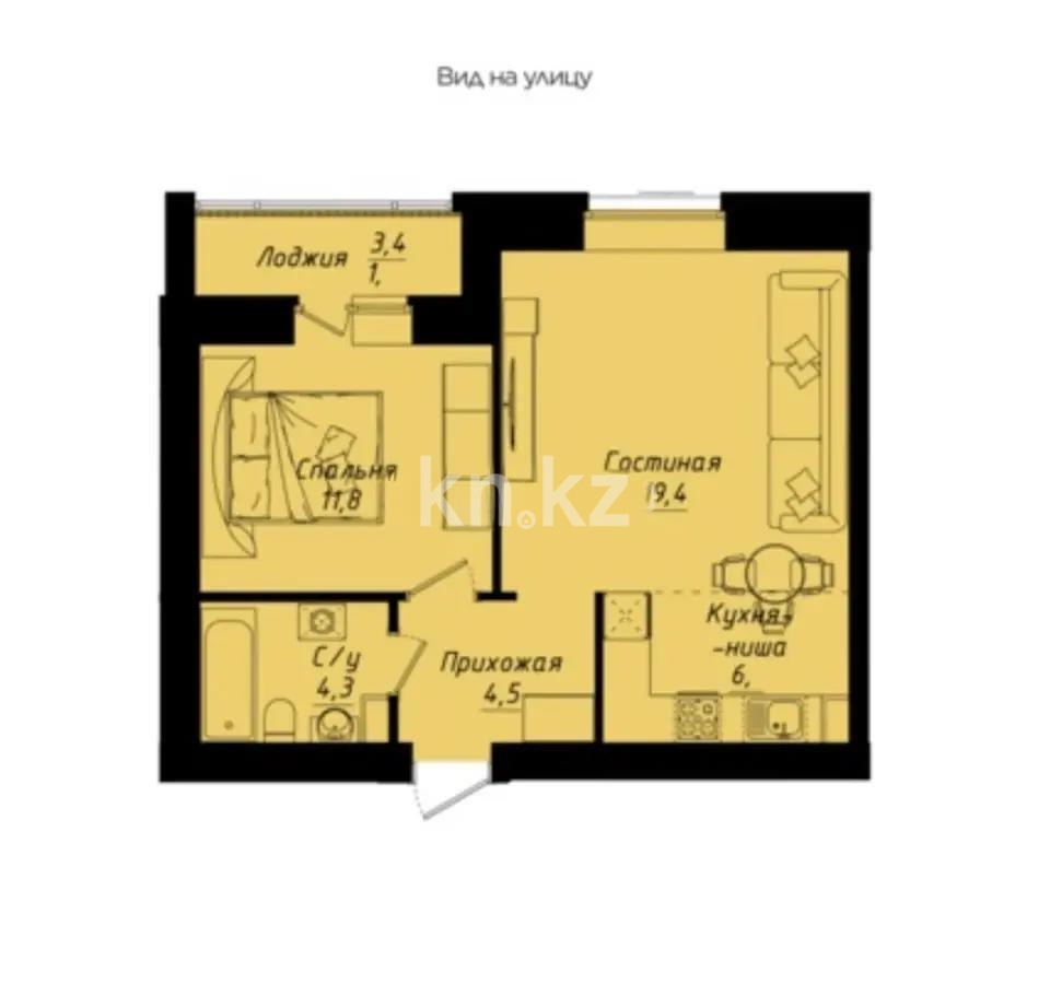 Продажа 2-комнатной квартиры, 48 м², ул. Толе би, дом  1 стр - Продажа  двухкомнатных квартир в Астане без посредников фото 1 из 1