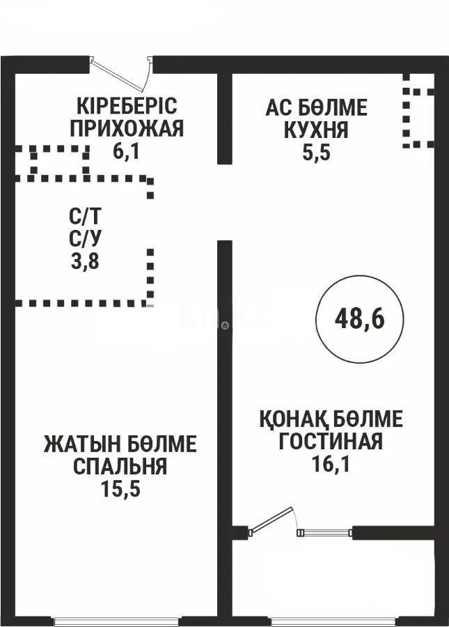 Продажа 2-комнатной квартиры, 48.6 м², пр. Райымбека, дом  210 - Продажа квартир в новостройках Алматы без посредников фото 1 из 1