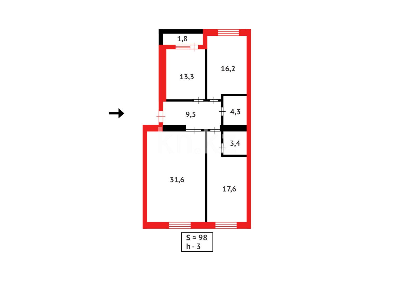 Продажа 3-комнатной квартиры, 98.09 м² в Астане - фото 8