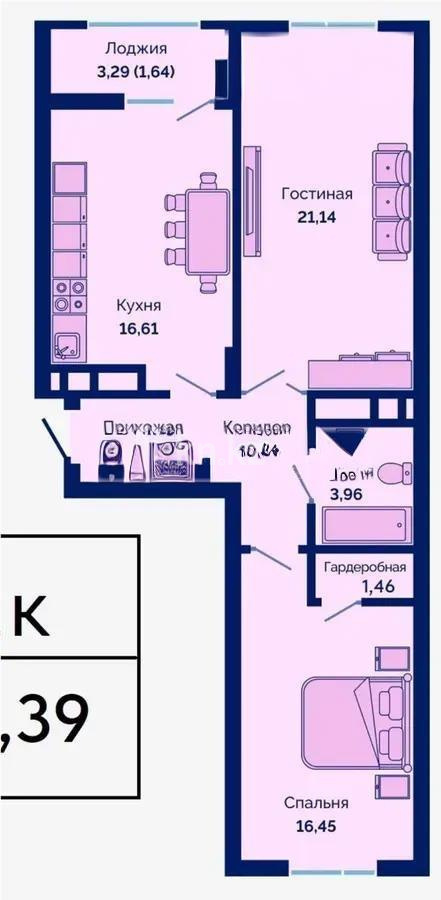 Продажа 3-комнатной квартиры, 69 м², пр. Туран, дом  89/3 в Астане