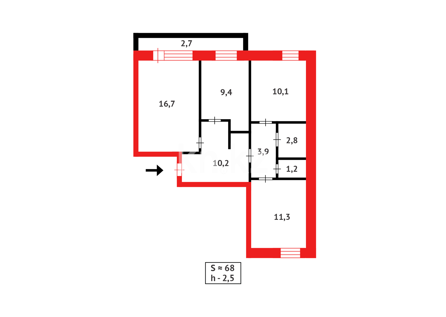 Продажа 3-комнатной квартиры, 68 м², пр. Мира в Темиртау - фото 18