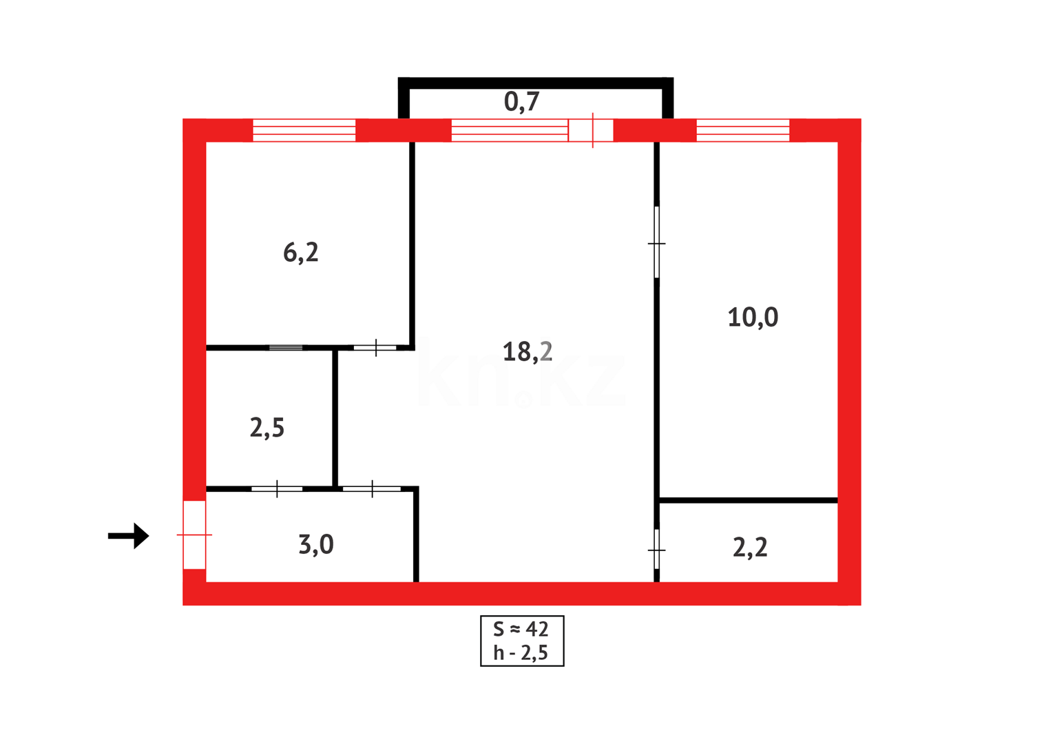 Продажа 2-комнатной квартиры, 42 м² - Аренда баз, складов и промышленной недвижимости в Алматинской области фото 8 из 8