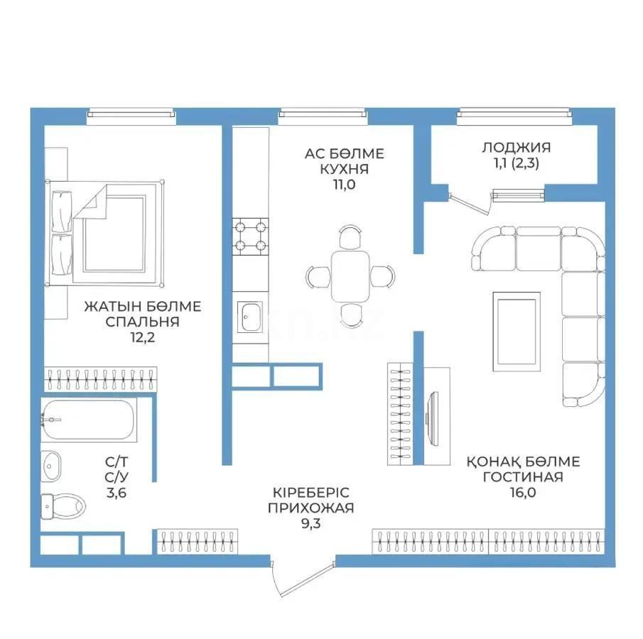 Продажа 2-комнатной квартиры, 54 м², пр. Райымбека, дом  590/7 - Продажа квартир в Алматы без посредников с фото фото 1 из 1