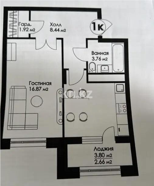 Продажа 2-комнатной квартиры, 45 м² в Астане