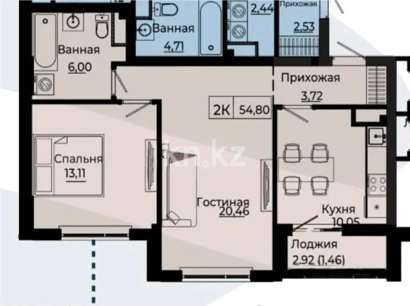 Продажа 2-комнатной квартиры, 56 м², пр. Улы Дала, дом  28 стр - Продажа  двухкомнатных квартир в новостройках Астаны фото 1 из 1