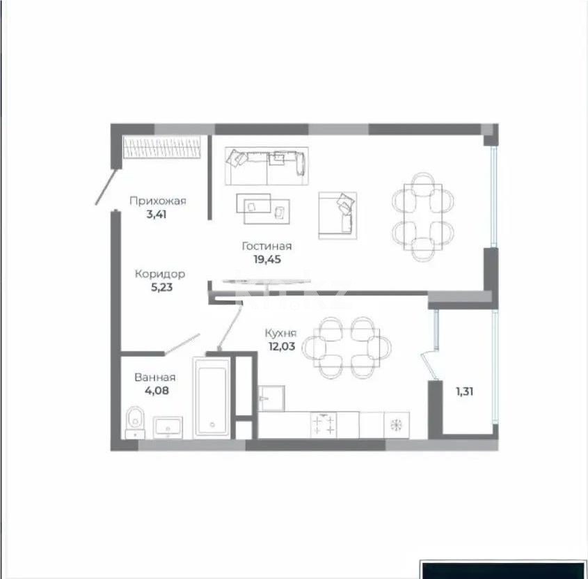Продажа 1-комнатной квартиры, 45.5 м², ул. Сыганак, дом  4 стр - Продажа  однокомнатных квартир в новостройках Астаны без посредников фото 1 из 1