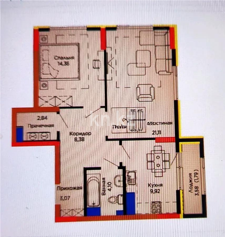 Продажа 2-комнатной квартиры, 65 м², пр. Тауелсыздык, дом  23/1 - Продажа  двухкомнатных квартир в Астане с фото фото 1 из 1