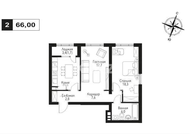 Продажа 2-комнатной квартиры, 66 м² - Продажа квартир от собственников в Алматы - страница 18 фото 1 из 1