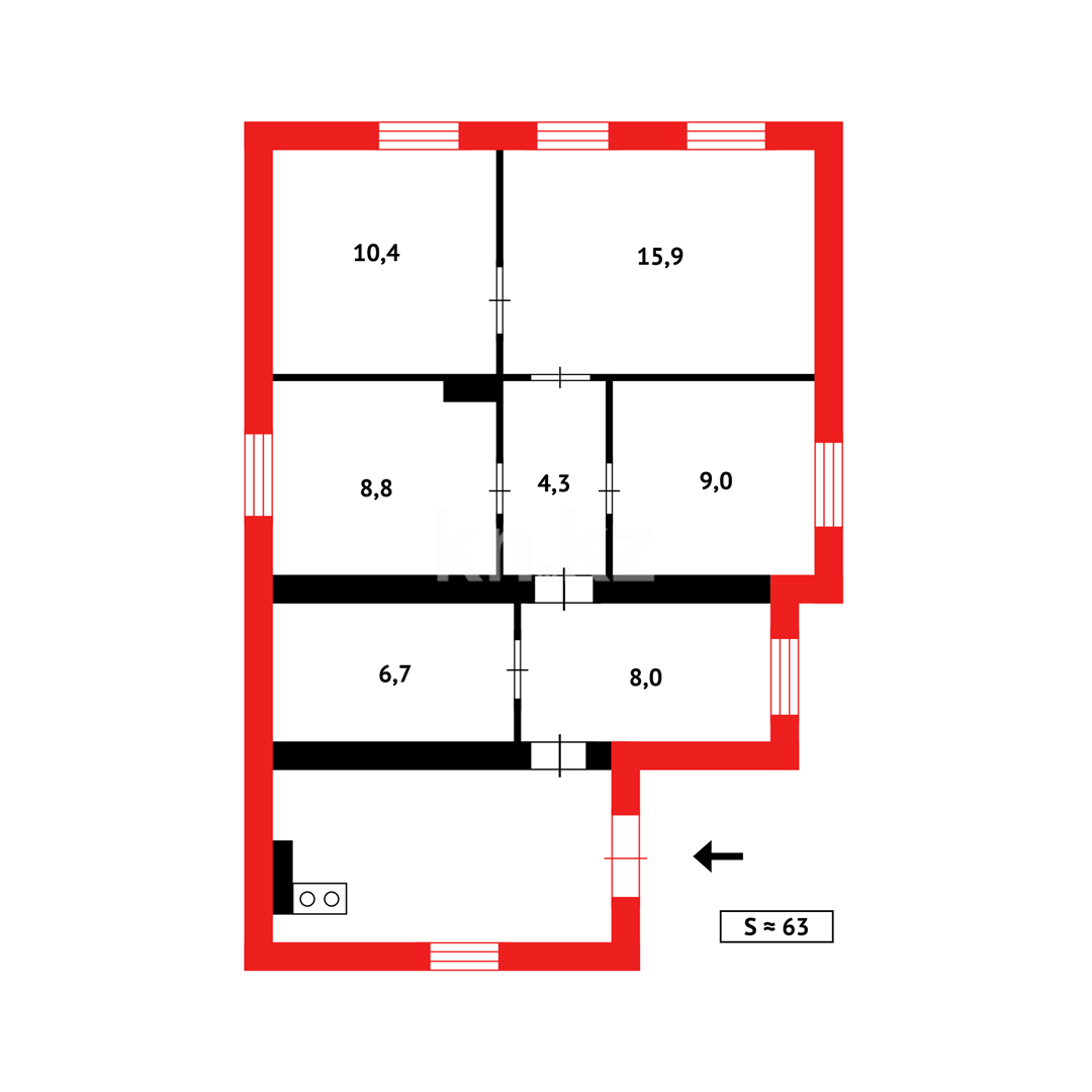Продажа 4-комнатного дома, 64.1 м², ул. Гастелло - Продажа домов, коттеджей в Темиртау фото 16 из 16