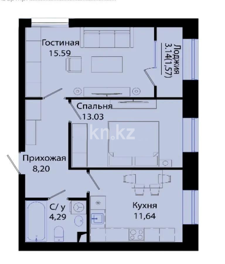 Продажа 2-комнатной квартиры, 54 м², ул. Нажимеденова, дом  28 - Продажа  двухкомнатных квартир в новостройках Астаны без посредников фото 1 из 4