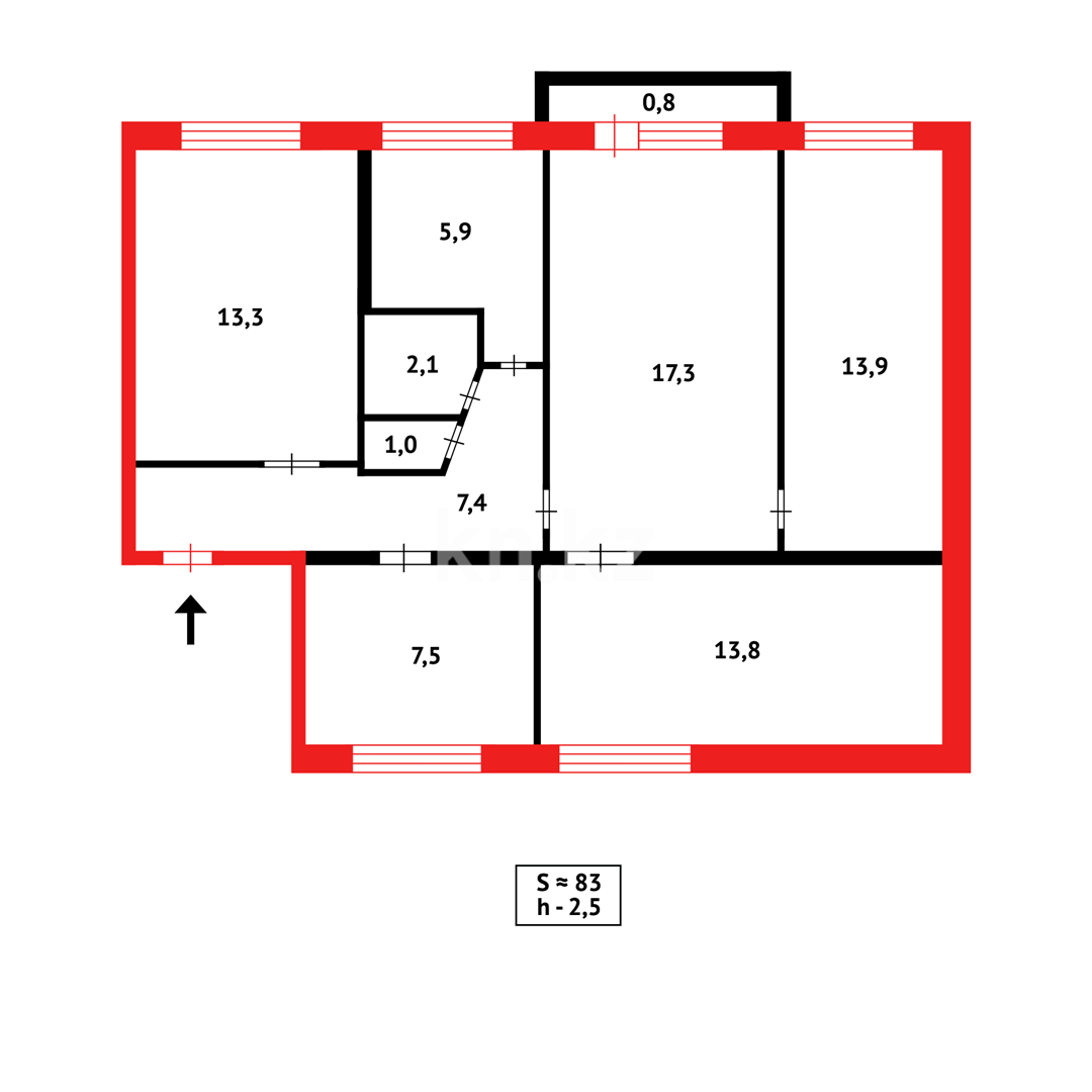 Продажа 5-комнатной квартиры, 89 м², мкр-н Восток-2 - Продажа  пятикомнатных квартир в Караганде фото 16 из 16