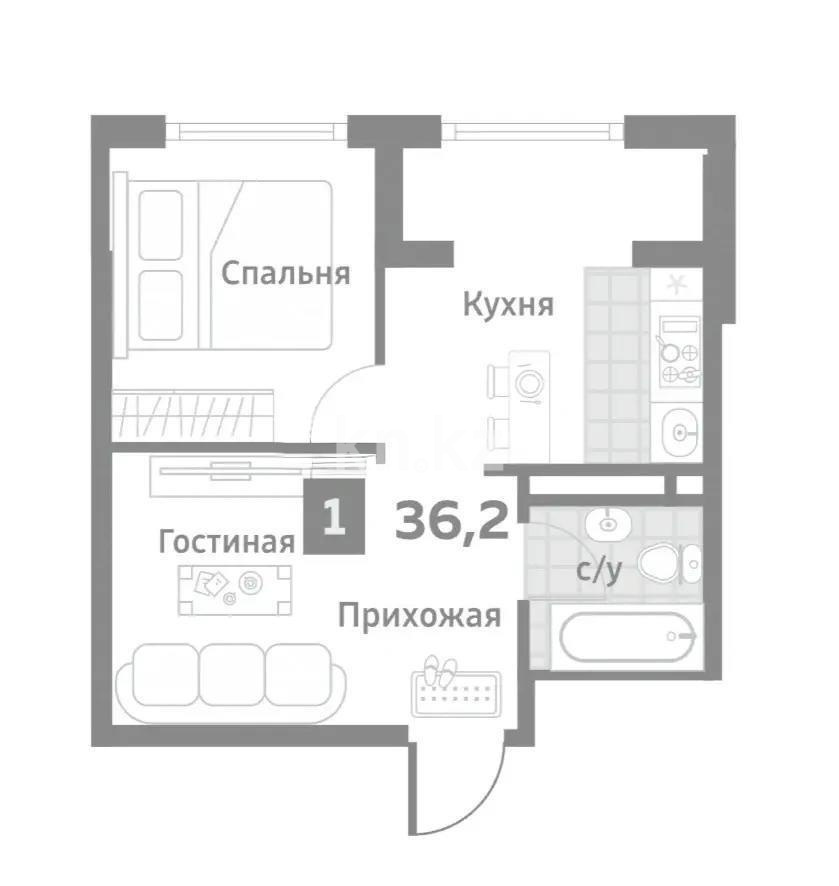 Продажа 1-комнатной квартиры, 37.9 м² - Недвижимость в Казахстане - страница 12 фото 1 из 1