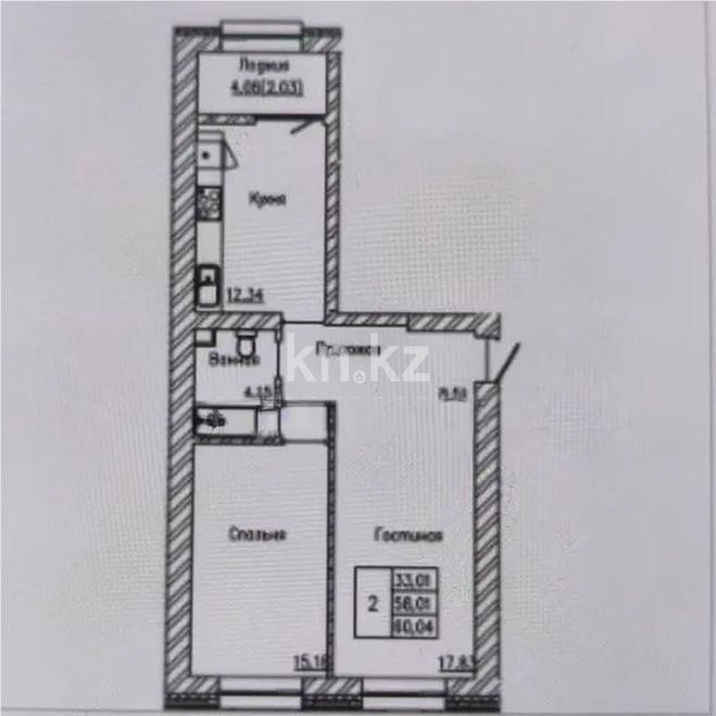 Продажа 2-комнатной квартиры, 60.04 м², ул. Тынышбайулы, дом  10 в Астане
