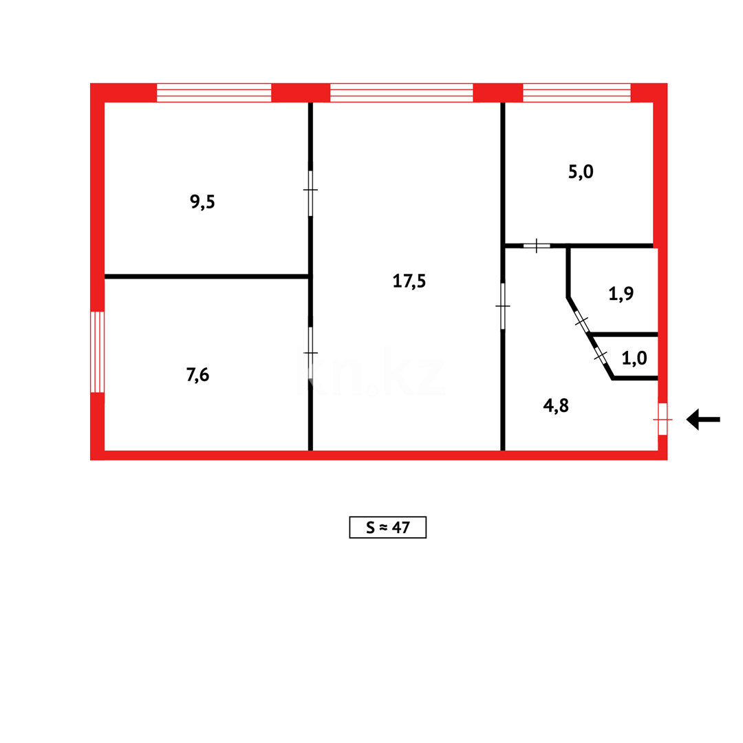 Продажа 3-комнатной квартиры, 48 м² - Продажа квартир в Караганде - страница 10 фото 12 из 12