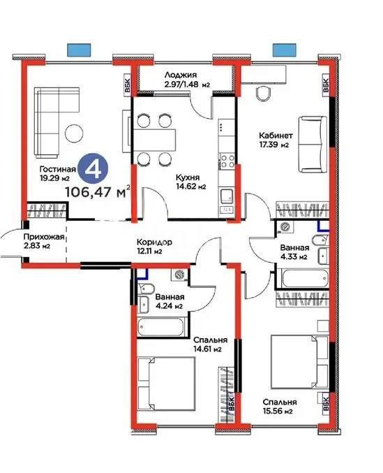 Продажа 4-комнатной квартиры, 106.47 м² - Продажа квартир в Алматы - страница 6 фото 1 из 1