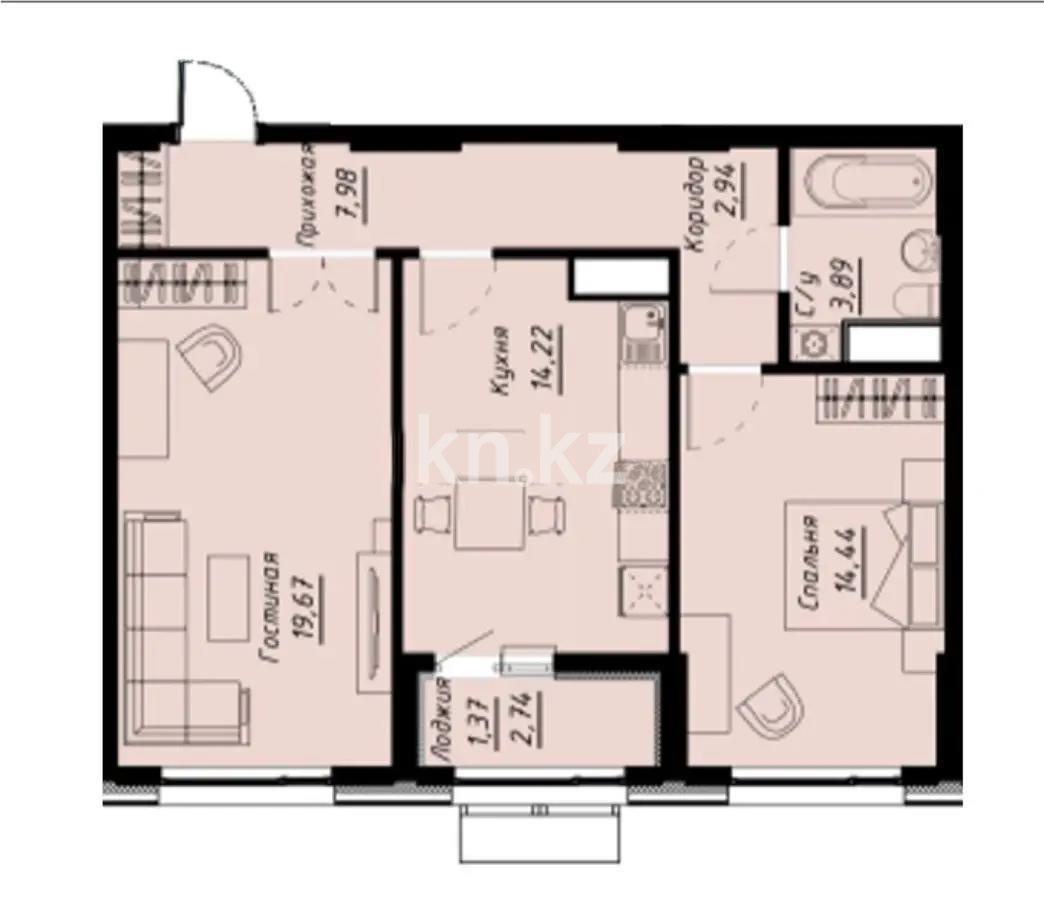 Продажа 2-комнатной квартиры, 65.88 м², ул. Е-430, дом  1 стр - Продажа квартир в Астане фото 1 из 1