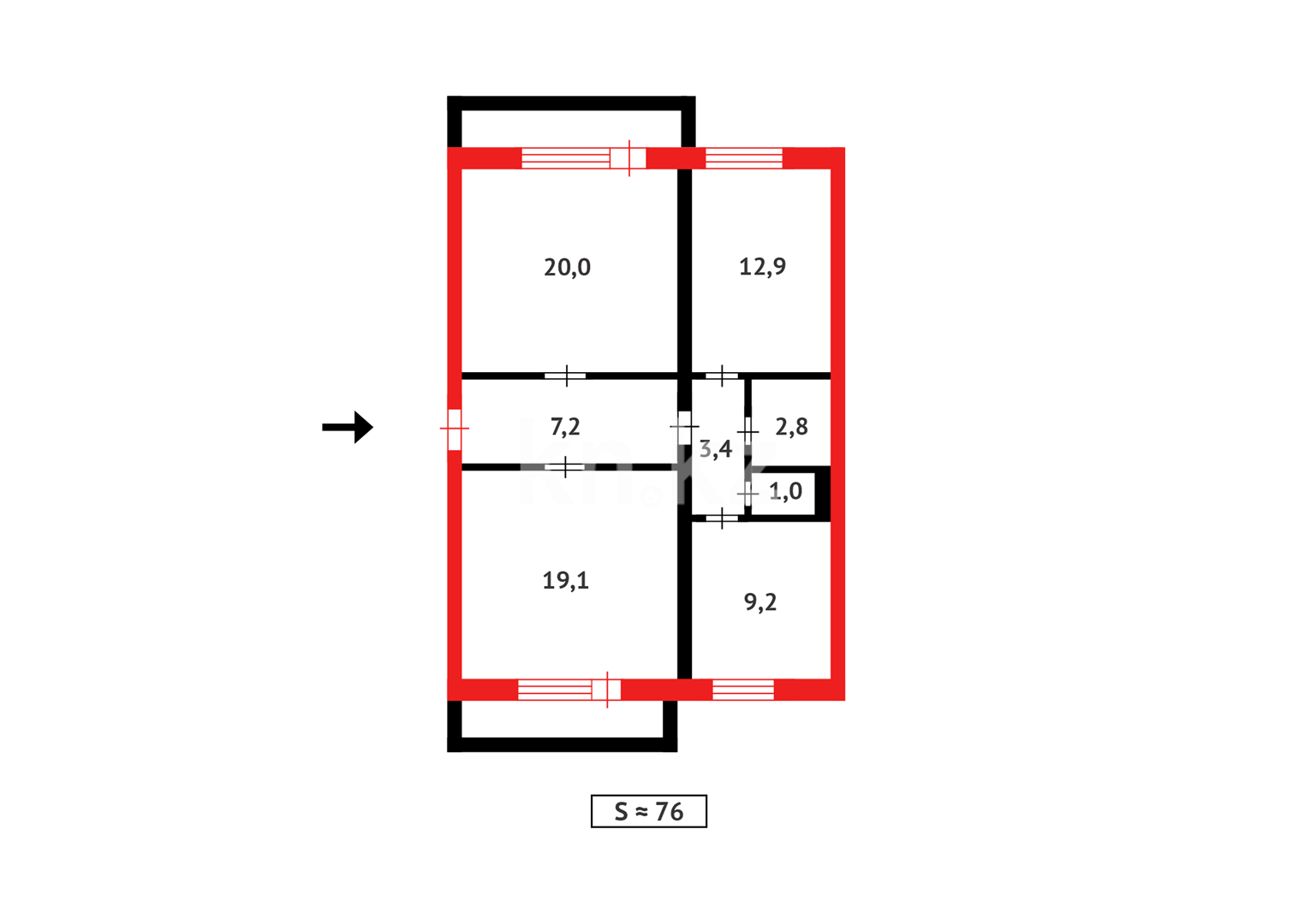 Продажа 3-комнатной квартиры, 75 м² - Продажа квартир в Абае - страница 3 фото 4 из 4