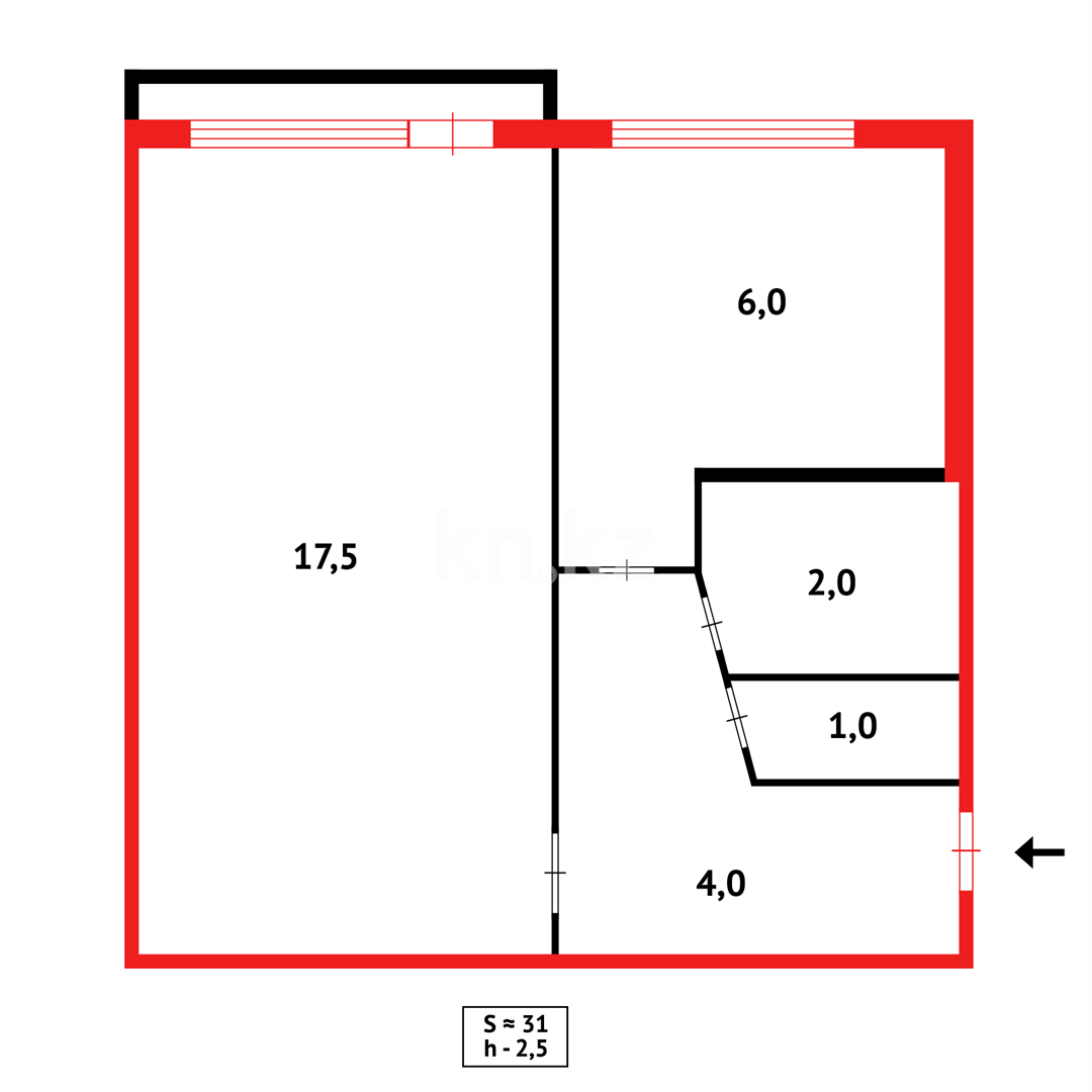 Продажа 1-комнатной квартиры, 33 м², мкр-н Восток-2 - Продажа квартир в Караганде фото 8 из 8