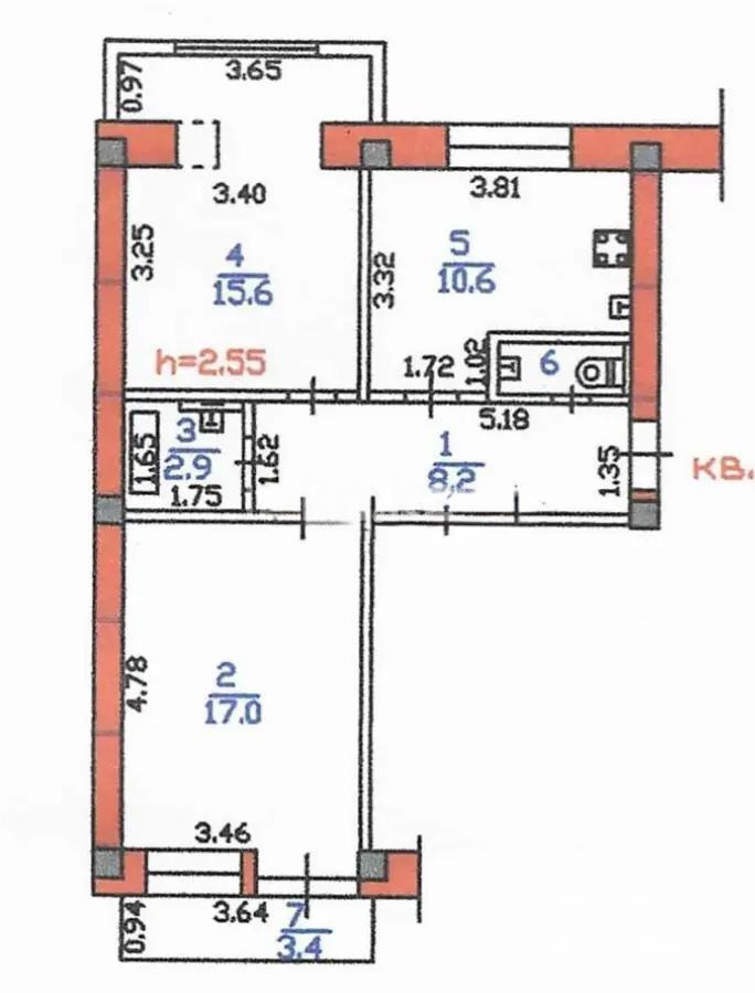 Продажа 2-комнатной квартиры, 59.2 м², ул. Наурызбай батыра, дом  23 - Продажа  двухкомнатных квартир в Алматы без посредников с фото фото 5 из 5