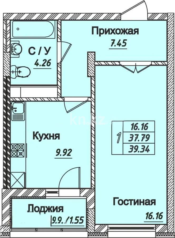 Продажа 1-комнатной квартиры, 39 м² - Продажа квартир в р-не Нура Астаны фото 1 из 1
