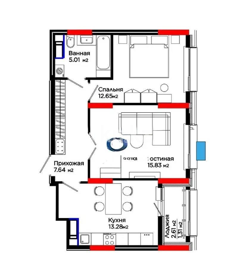 Продажа 2-комнатной квартиры, 58 м², ул. Е-899, дом  5 стр - Продажа  двухкомнатных квартир в новостройках Астаны без посредников фото 1 из 1