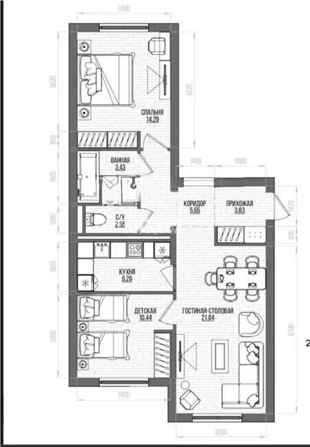 Продажа 3-комнатной квартиры, 68 м², ул. Торекулова, дом  95 в Алматы - фото 7