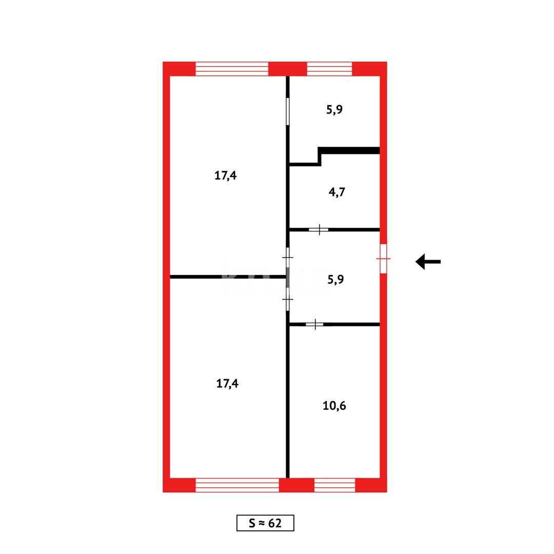 Продажа 3-комнатной квартиры, 62 м² в Караганде - фото 10