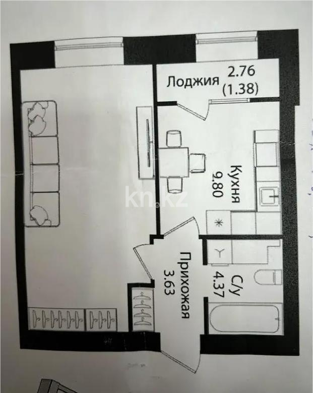 Продажа 1-комнатной квартиры, 42 м², ул. Е-15, дом  16 - Продажа квартир в Астане с фото фото 1 из 1