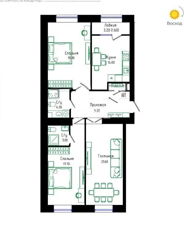 Продажа 3-комнатной квартиры, 93 м² - Продажа квартир в новостройках Астаны - страница 39 фото 1 из 1