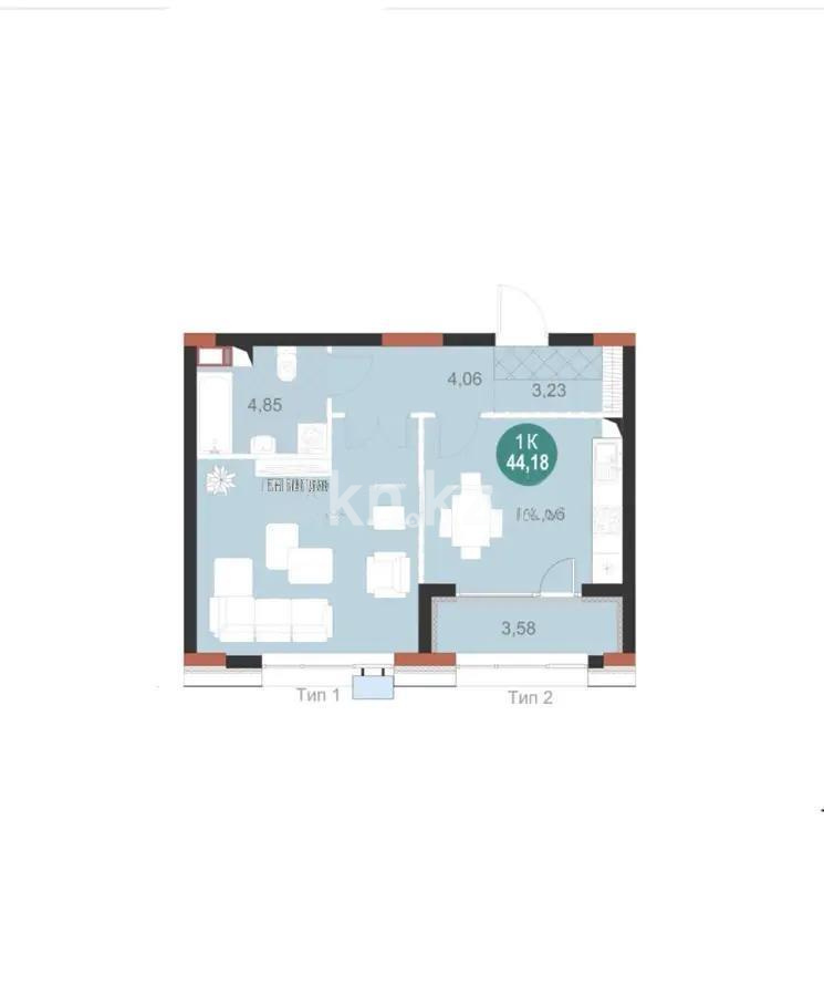 Продажа 1-комнатной квартиры, 44.18 м², ул. Е-496, дом  6 в Астане