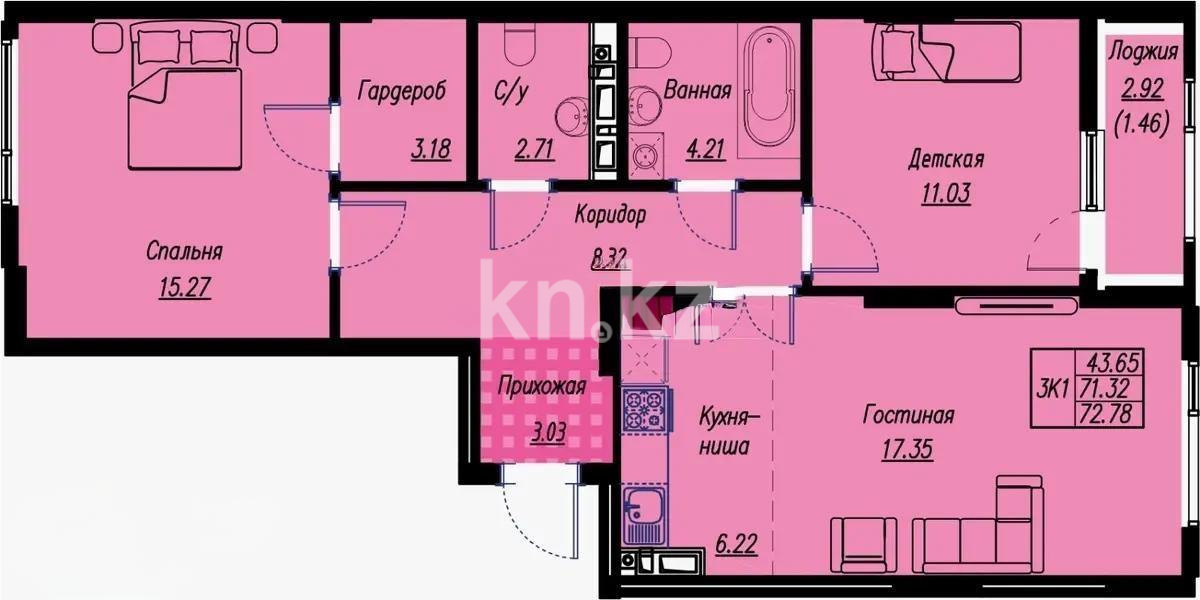 Продажа 2-комнатной квартиры, 73 м², ул. Е-496, дом  8 стр - Продажа квартир в Астане фото 1 из 1