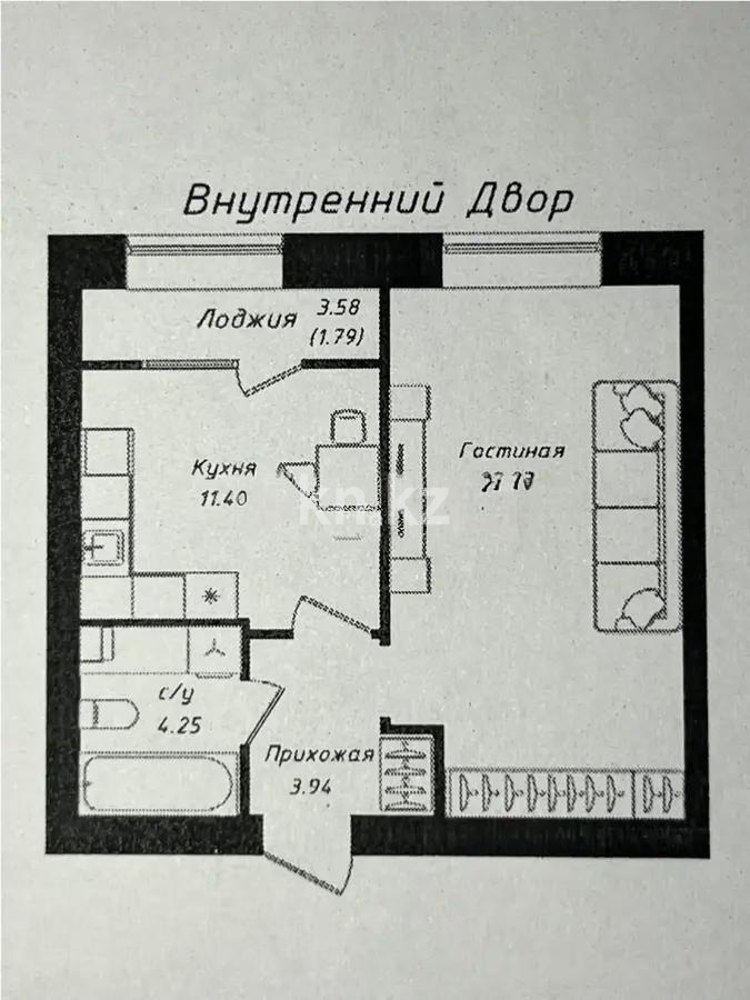 Продажа 1-комнатной квартиры, 44 м² в Астане