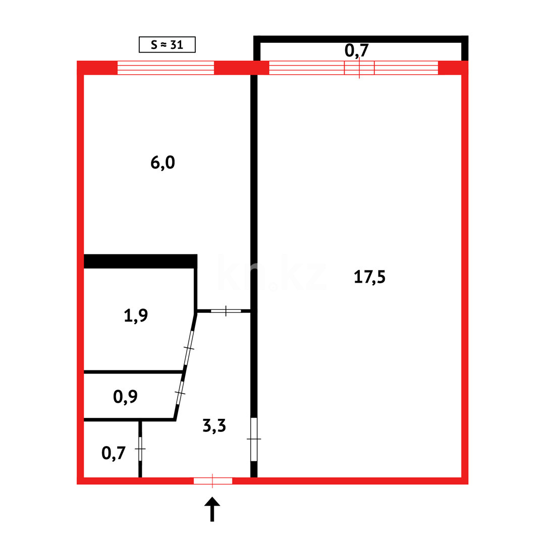 Продажа 1-комнатной квартиры, 31.1 м², мкр-н 14 - Продажа  однокомнатных квартир в Караганде с фото фото 11 из 11