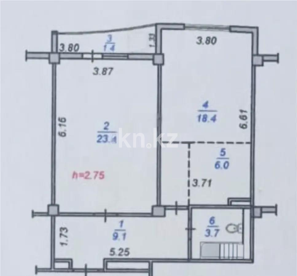 Продажа 2-комнатной квартиры, 62.1 м², ул. Толе би, дом  273/5 - Продажа  двухкомнатных, трехкомнатных квартир в Алматы без посредников с фото фото 1 из 1