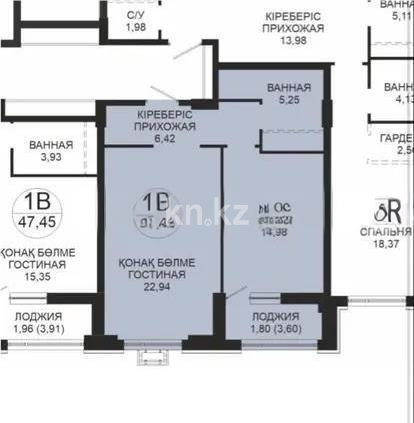 Продажа 1-комнатной квартиры, 51 м² в Астане