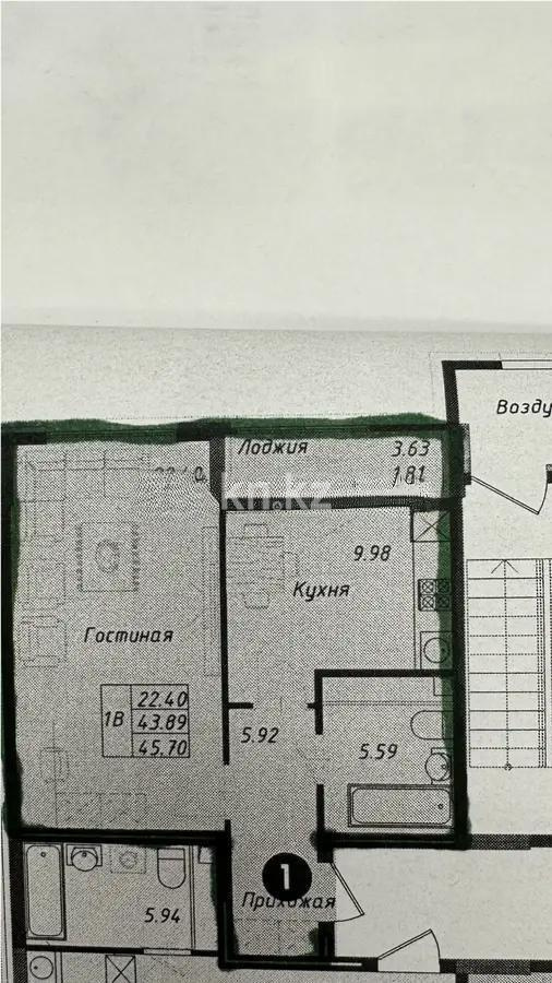 Продажа 1-комнатной квартиры, 45.7 м², ул. Байтурсынова, дом  16 стр - Продажа  однокомнатных квартир в новостройках Астаны с фото фото 1 из 1