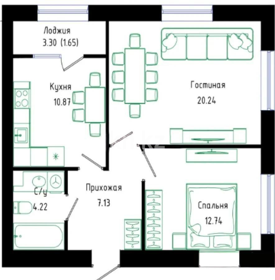 Продажа 2-комнатной квартиры, 59 м², ул. Нажимеденова, дом  30/1 в Астане