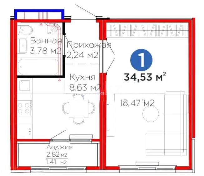 Продажа 1-комнатной квартиры, 34.53 м², пр. Улы Дала, дом  12 - Продажа  однокомнатных квартир в Астане фото 2 из 2