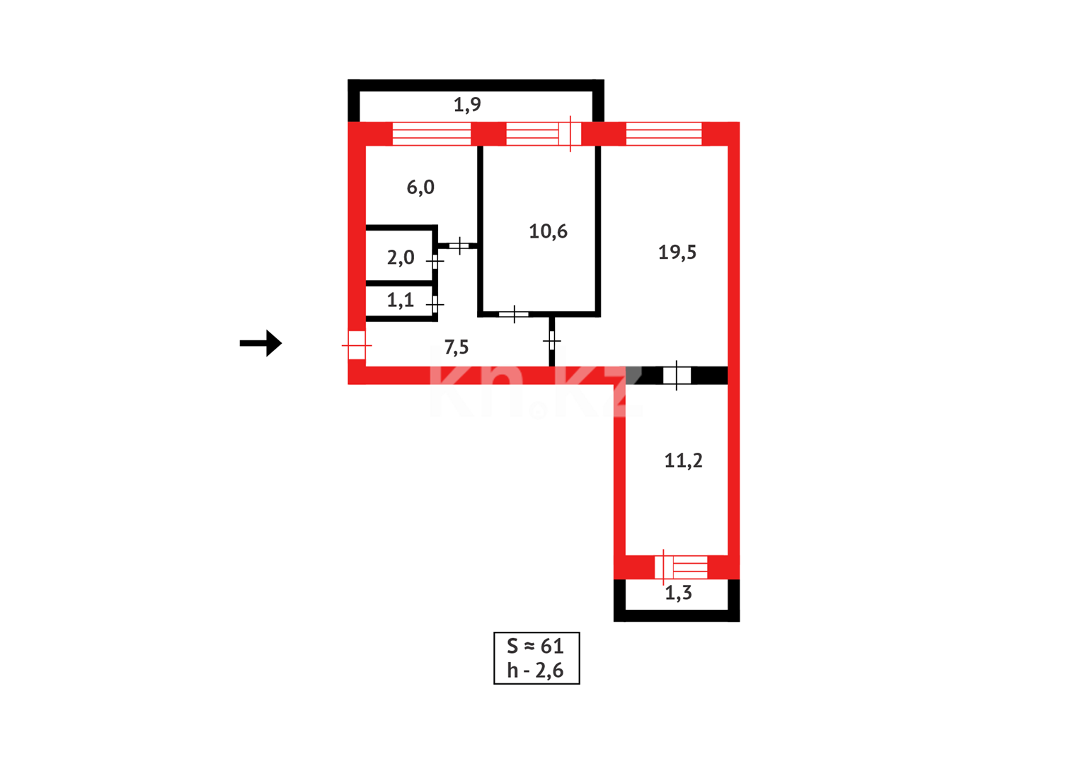 Продажа 3-комнатной квартиры, 61 м², пр. Н. Абдирова, дом  15 - Продажа квартир в Караганде фото 1 из 1