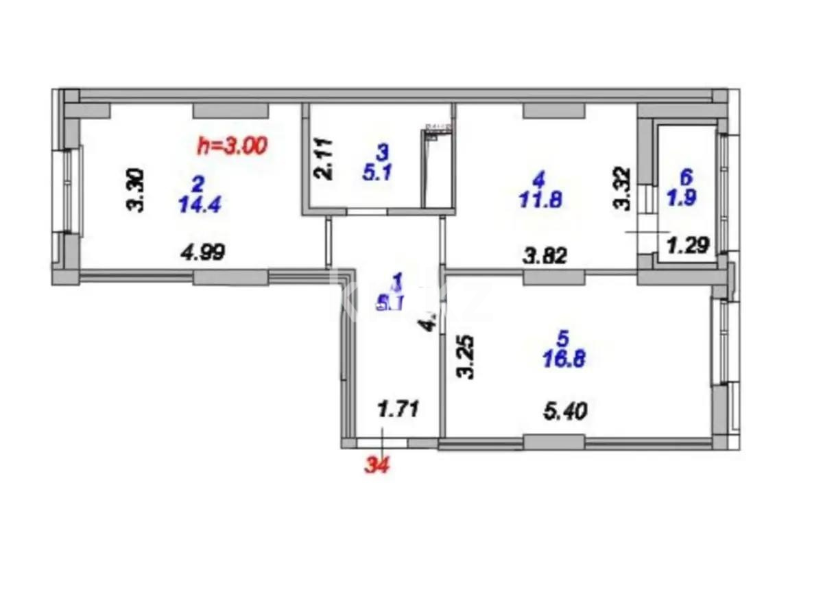 Продажа 2-комнатной квартиры, 58 м² - Продажа двухкомнатных квартир от собственников в Астане - страница 3 фото 3 из 3