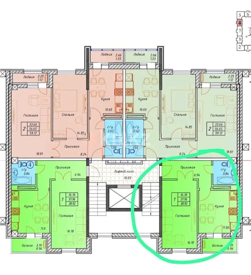 Продажа 1-комнатной квартиры, 38.1 м², ул. Е-128, дом  5 стр - Продажа  однокомнатных квартир в новостройках Астаны с фото фото 1 из 1