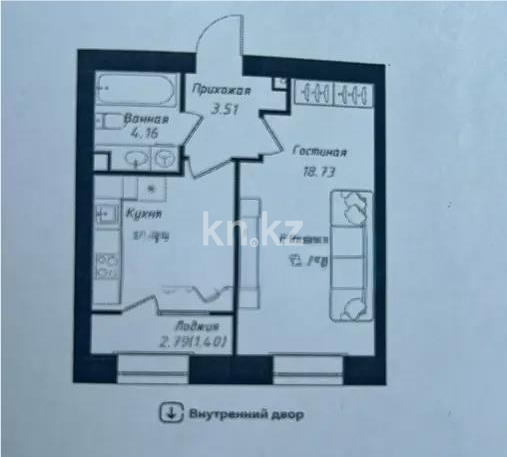 Продажа 1-комнатной квартиры, 38 м² - Продажа однокомнатных квартир в Астане - страница 7 фото 1 из 1