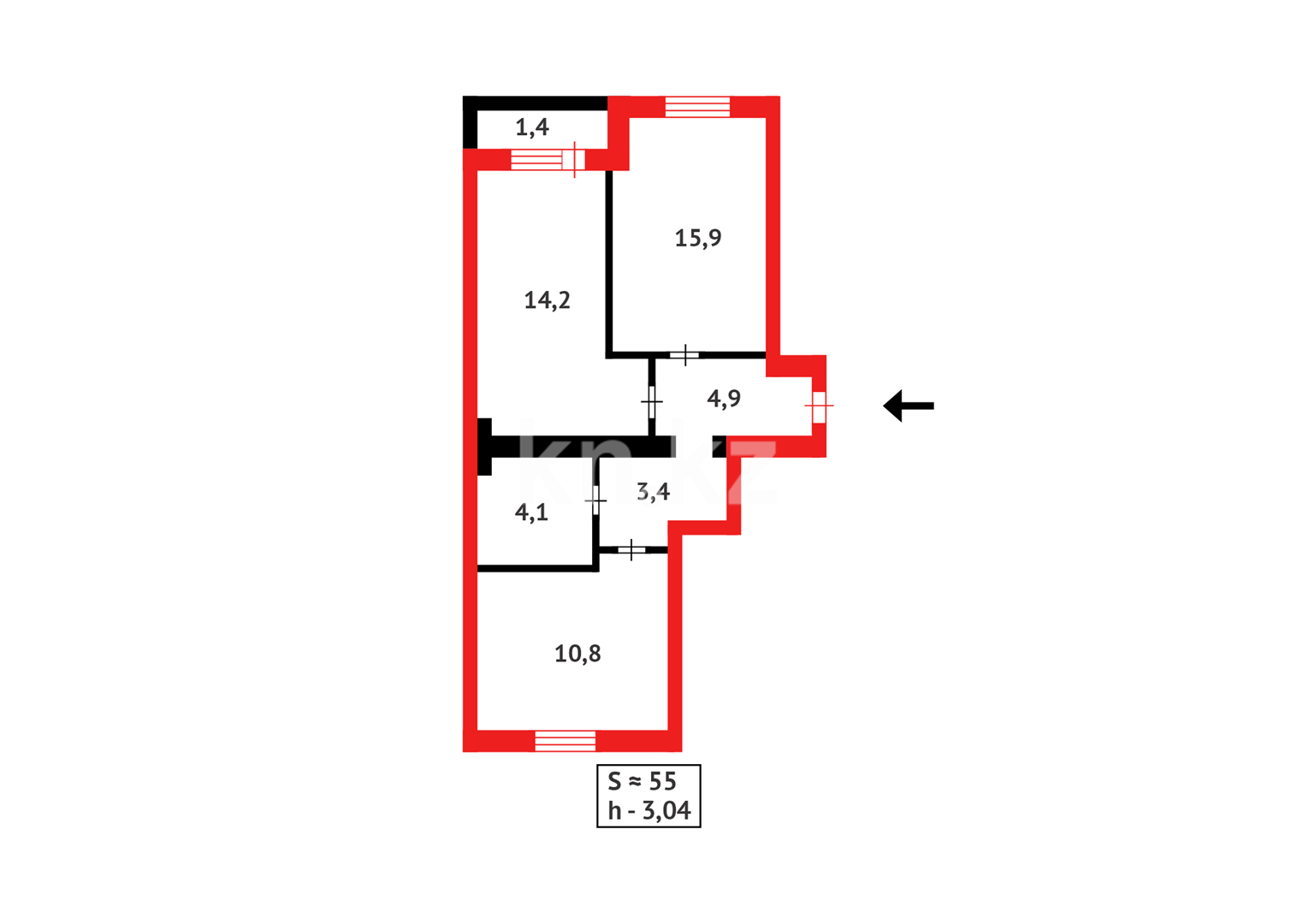Продажа 2-комнатной квартиры, 54.7 м², ул. Брусиловского - Продажа квартир в Астане фото 9 из 9