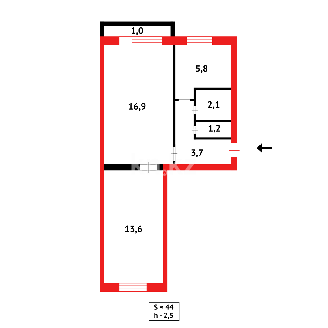 Продажа 2-комнатной квартиры, 47 м², 2 мкр-н - Продажа квартир в Абае фото 9 из 9