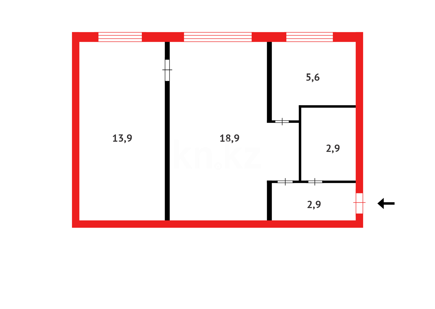 Продажа 2-комнатной квартиры, 44 м², ул. Сейфуллина - Продажа квартир в Абае фото 7 из 7