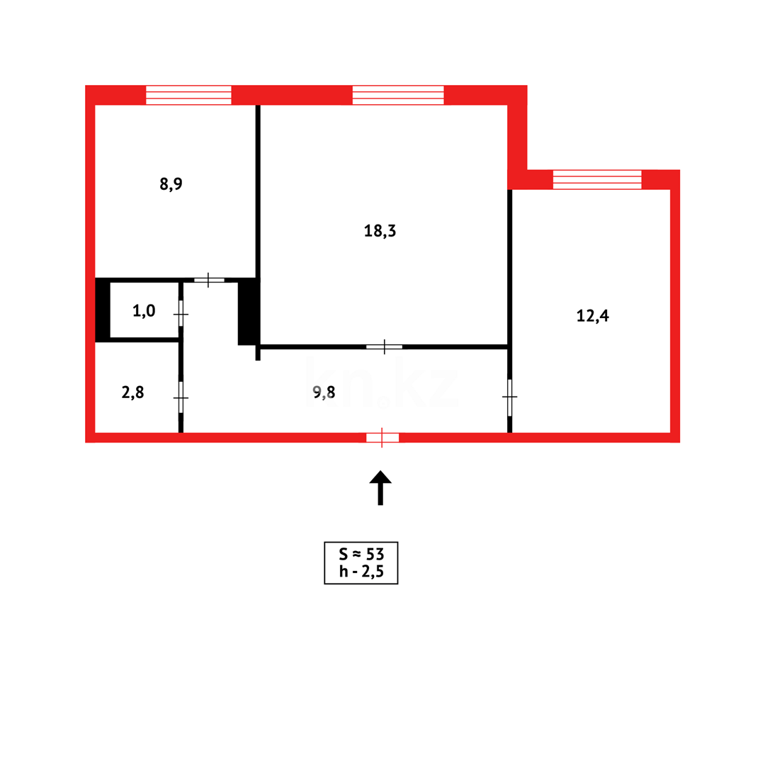 Продажа 2-комнатной квартиры, 52 м², мкр-н Гульдер-1 - Продажа  двухкомнатных квартир в Караганде фото 8 из 8