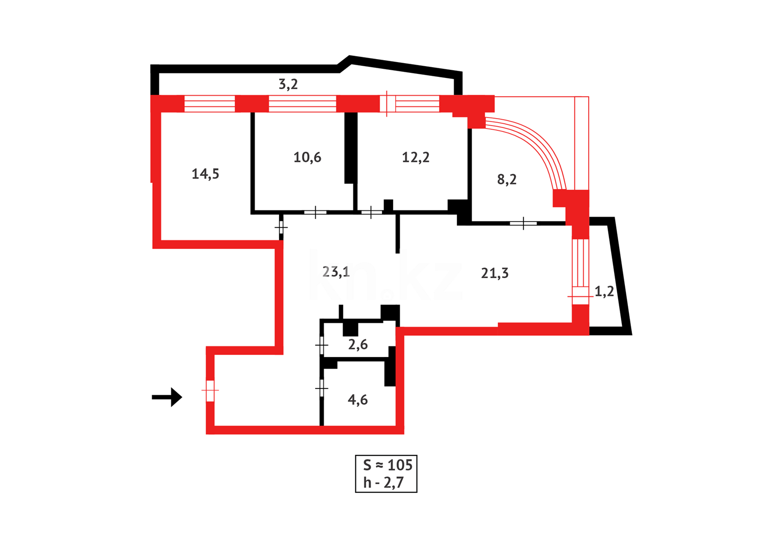 Продажа 4-комнатной квартиры, 105 м², ул. Иманбаевой - Продажа квартир в Астане фото 9 из 9