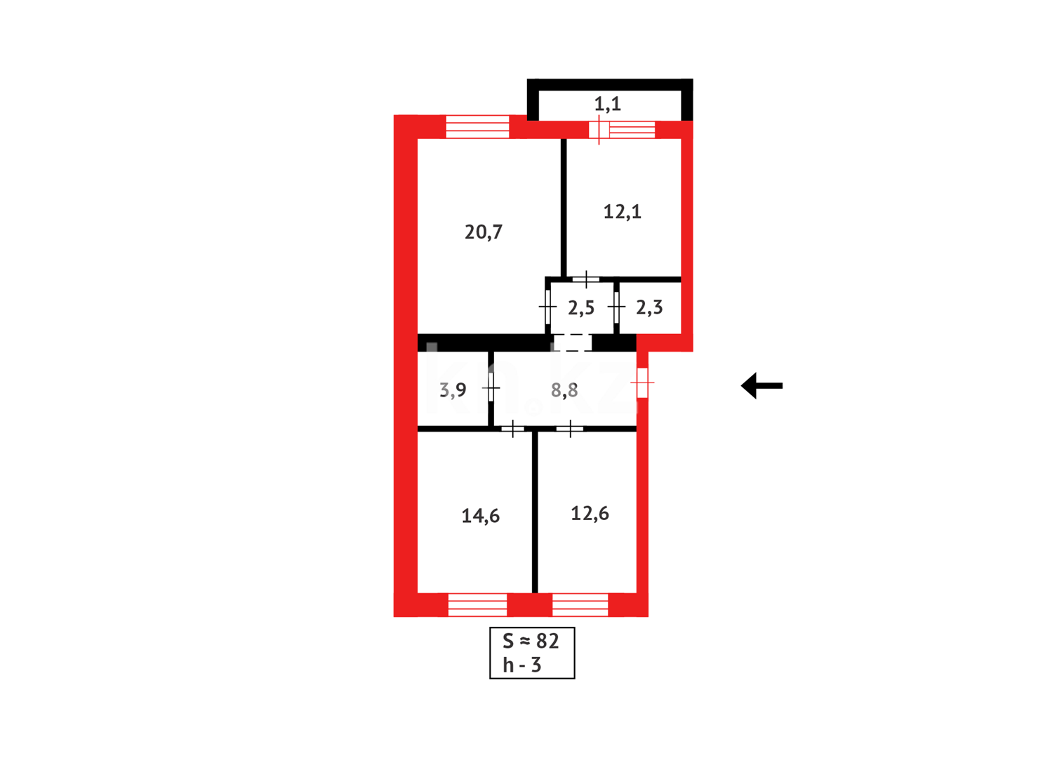 Продажа 3-комнатной квартиры, 82 м², ул. Анет баба в Астане - фото 13
