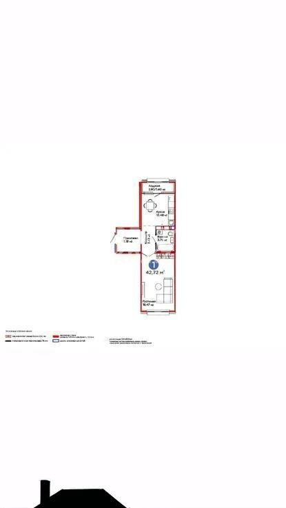 Продажа 1-комнатной квартиры, 42.72 м², пр. Улы Дала, дом  14 стр в Астане